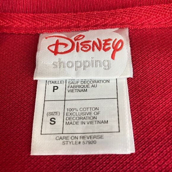 Vintage Disney Y2K Red Patch Mickey Mouse Long Sleeve Unisex Polo Shirt Size S - Picture 4 of 6